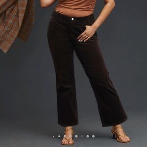 PILCRO Anthropologie Corduroy Kick Flare Pants in Chocolate Brown